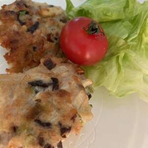 豆腐と鶏ひき肉で(^^)竹の子とオクラ入りつくね♪